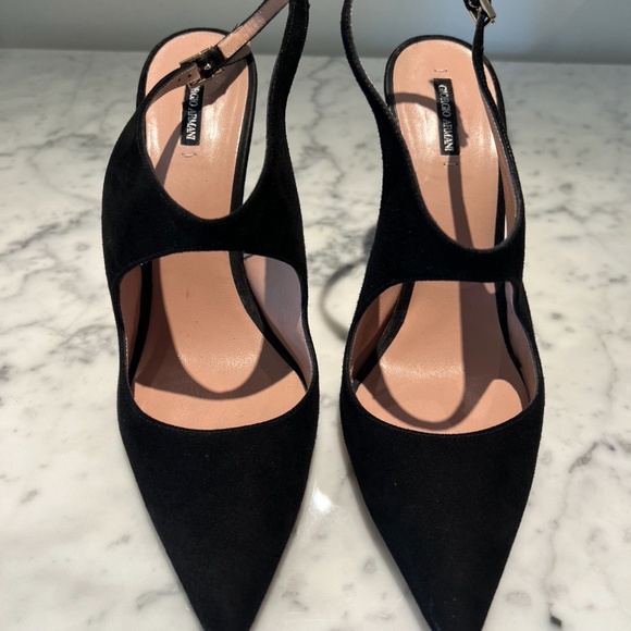 Giorgio Armani Pumps Suede Leather Ankle Strap Heel Size 39 - Picture 3 of 10